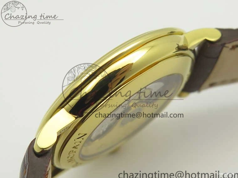 0318 WellDesigned Villeret 6651 YG ZF 1:1 Best Edition White Dial on Brown Leather Strap A 8000